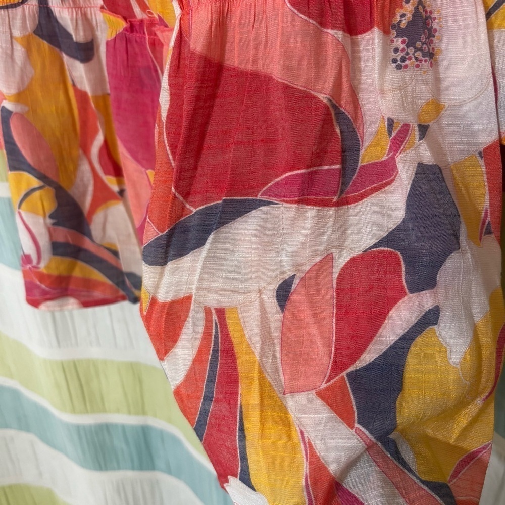 Cocomo Flowy Boho Bell Sleeve Tunic Floral Wearable Art Top Sz 2X - Picture 7 of 9